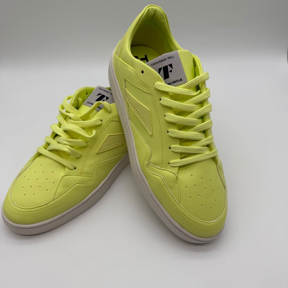 Thousand Fell SuperCircle Neon Yellow Vegan Leather Sneakers Womens Low Top 9.5